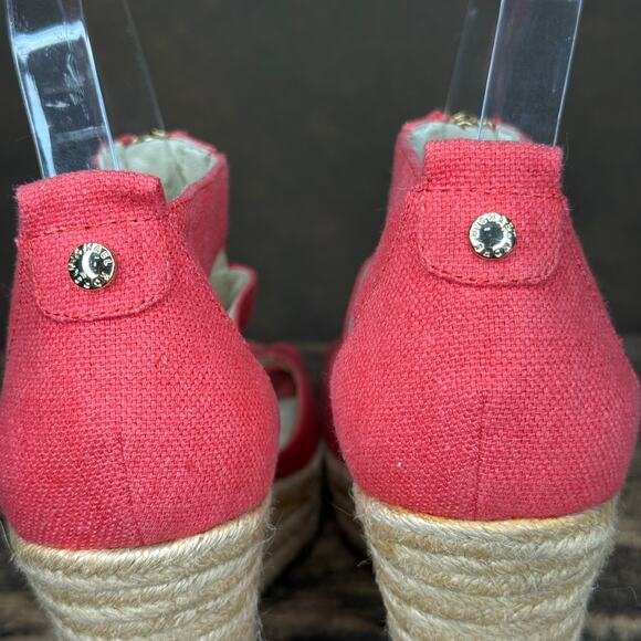 Michael Kors Coral Canvas Espadrille Wedge Sandals Women’s 8M Gold Zip Platform - Picture 13 of 13